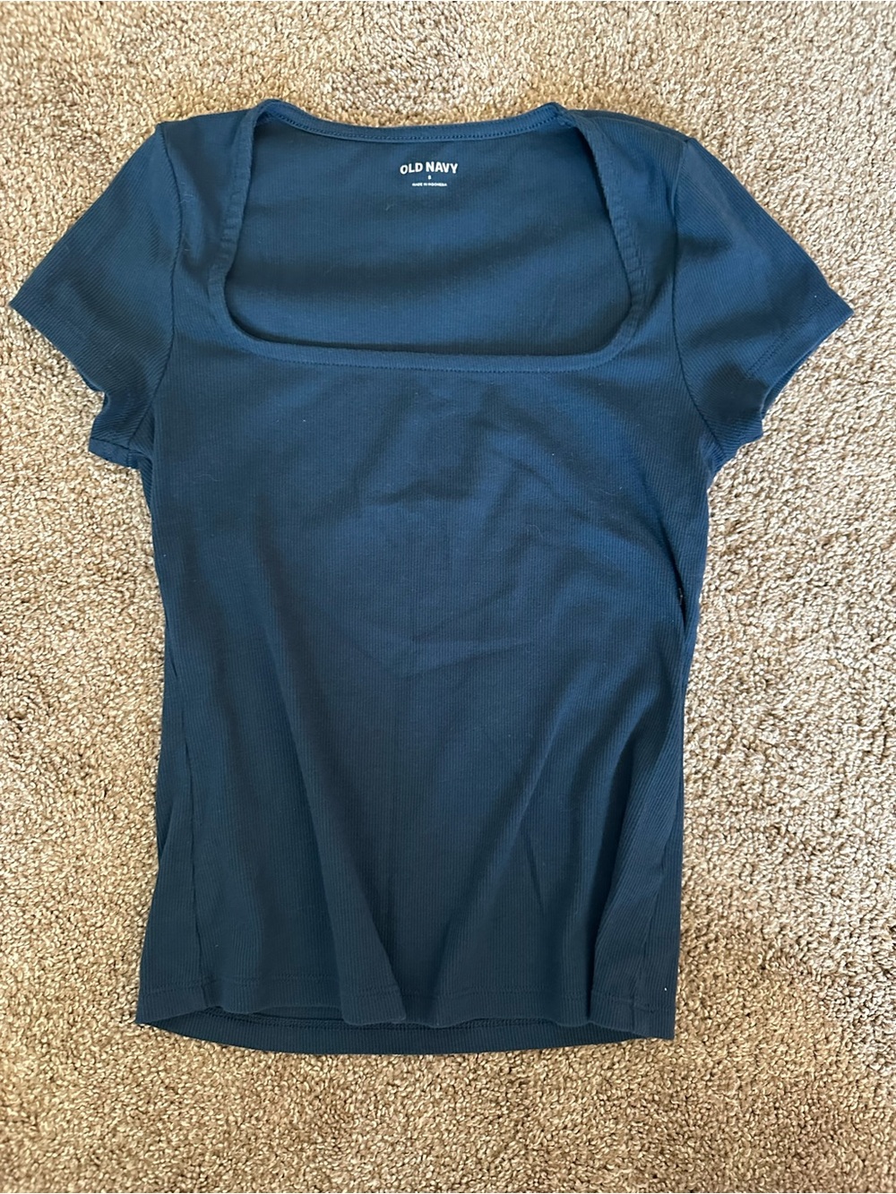Old Navy Black Square Neck Short Sleeve Tee